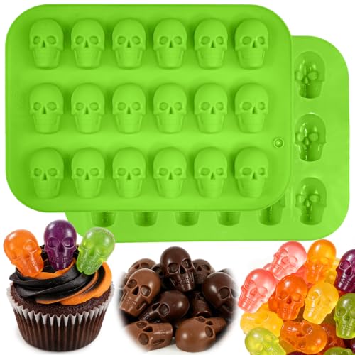Small Skull Silicone Mold, Halloween Molds for Candy Gummy Chocolate 2 Pack - color: 2 PCS Halloween skull chocolate candy molds