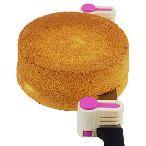 Yorwe 2PCS Cake Slicer Leveler, 5 Layers Bread & Toast Cutter (Rose Red) - color: Rose Red