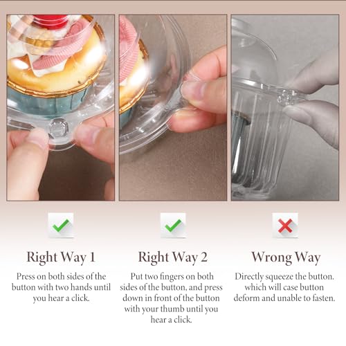 200 Pack Individual Cupcake Containers, Clear Plastic Cupcake Holder with Lid Single Cupcake Carrier Stackable Muffin Container for Party