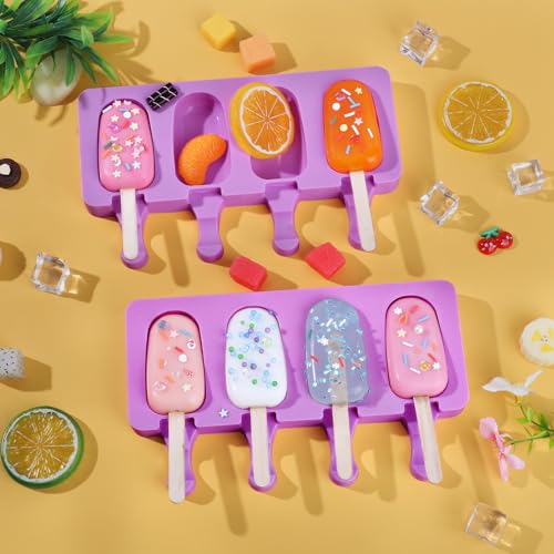 Ouddy Life Popsicle Molds Set of 2, Ice Pop Molds Silicone Cake Pop Mold - color: Purple
