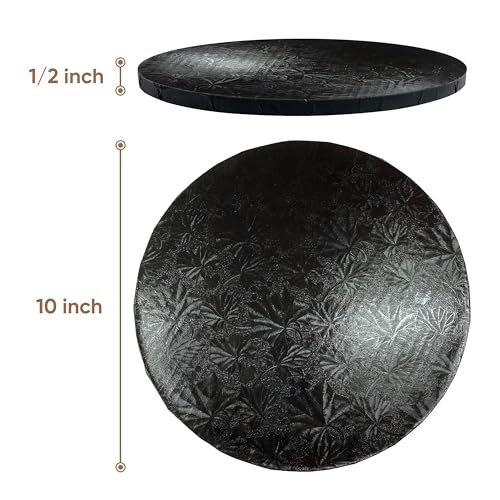Cakebon Cake Boards 10" Black Round Cake Drums 1/2" Wrapped Edge 1Pack - color: Black, size: 10 Inch