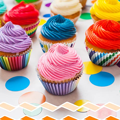 Chengu 600 Pieces Rainbow Paper Cupcake Liners for Baking