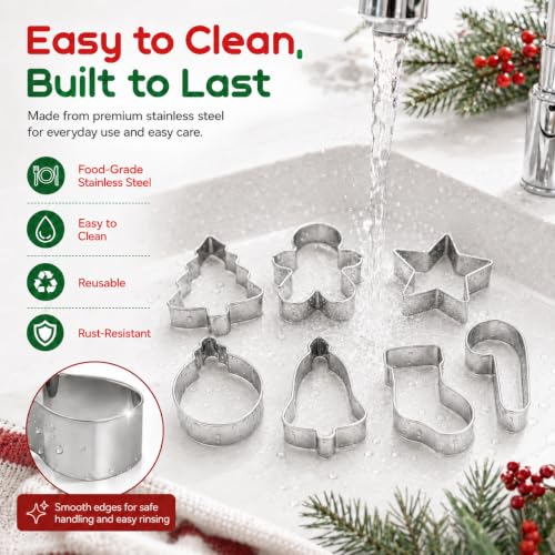 Mini Christmas Cookie Cutters, Metal Holiday Shapes, 15-Piece Set - style: mini christmas cookie cutter set