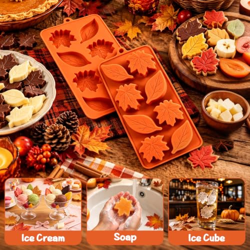 2pcs Maple Leaf Molds Autumn Chocolate Mold Fall Leaves Candy Silicone Mold - color: Maple leaf