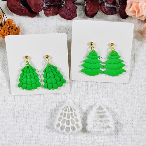 Xaekicr Christmas Tree Polymer Clay Cutters – 3 Style Clay Cutters for Holiday Earrings, Christmas Clay Tools for Polymer Clay Jewelry and Crafts - color: U color