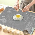 Silicone Baking Mat 32x24 inch, Extra Thick Non-stick Pastry Mat with Measurements and Edge Heightening, Food Grade Silicone for Countertop Dough Rolling Making Bread, Cookies, Pizza, Fondant, Pasta - color: Dark Gray, size: 32"L x 24"W