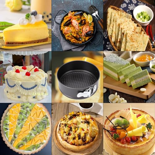 Springform Pan, Nonstick Cake Pan, Round cheesecake pan with leak-proof non-stick bottom removable bakeware.3 pieces 3 sizes, 7" 8" 9" for Cakes, Cheesecakes, Pizzas and Quiches. - size: 7+8+9.5 Inches