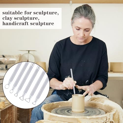 Glamorway Pottery Tools, 6-Piece Clay Sculpting Tools Set with Mini Aluminum Ribbon Loop Cutters for Carving, Trimming and Detail Work