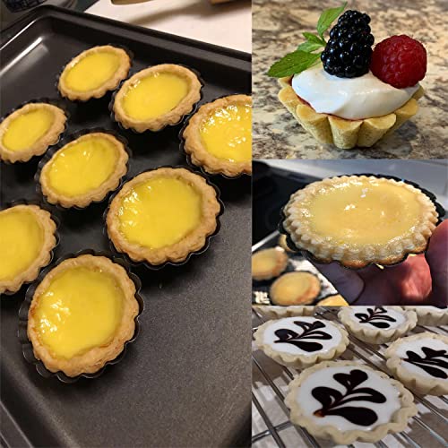 12PCS 2.6" Egg Tart Molds, Mini Carbon Steel Non-Stick Baking Pans - size: 2.6inch