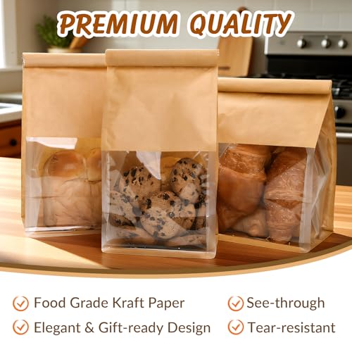 105 Pcs Small Bakery Bags with Window, Paper Cookie Bags - size: Small (Pack of 105)