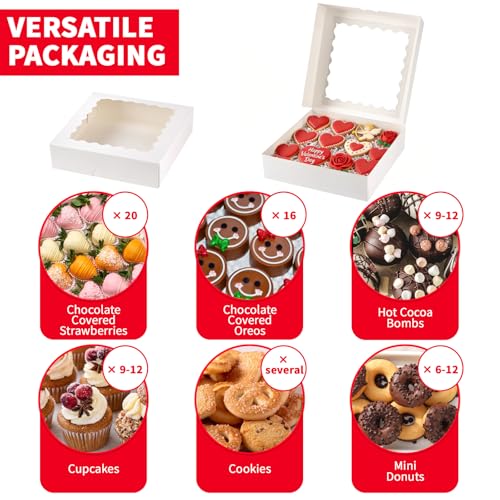 Ocmoiy Pie Boxes with Window, 10x10x2.5 Inches, 20 Pack - size: 10 x 10 x 2.5 inch