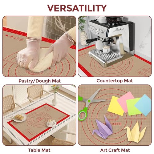 Koolstuffs Silicone Pastry Mat, 26" x 16", Non Slip for Rolling Dough