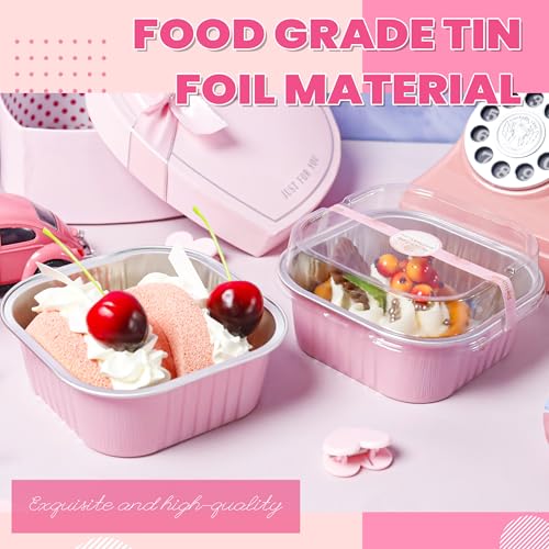 Halloween Pans with Lids, Pink 50 Pack for Parties - color: Pink, size: 10 oz