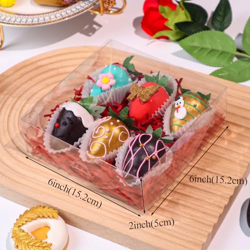 50 Pack 6x6x2 Inches Bakery Boxes Cookies Boxes with Clear Window - size: 6"X6X2"