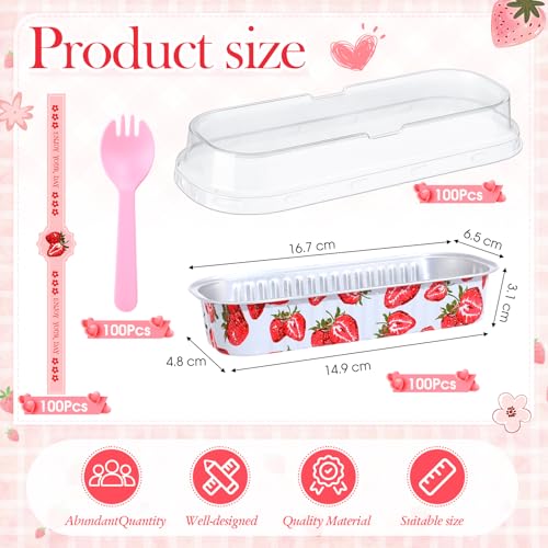 Tioncy 100 Pcs Mini Loaf Pans with Lids Spoons, Spring Strawberry - style: Spring Strawberry