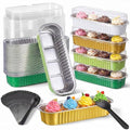 Blushtier 150 Pcs Mini Loaf Pan with Lid & Spoon, Green and Gold - color: Green and Gold