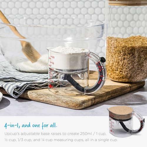 Dreamfarm Upcup All-in-1 Adjustable Measuring Cup, Metric & Imperial Measurements up to 1 Cup - Black/Clear - size: 1 Cup
