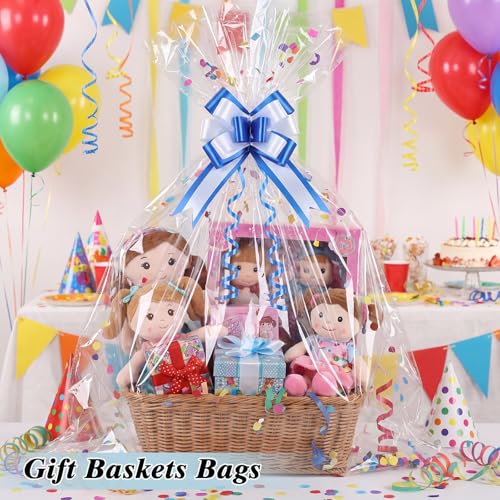 woric 20Pcs 24x30 Inch Clear Cellophane Gift Bags for Gift Baskets - size: 20pcs 24x30 Inch