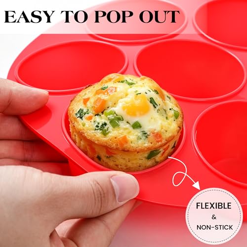Silicone Muffin Pan for Air Fryer Oven, Nonstick 7-Cup Red - size: 7-Cup