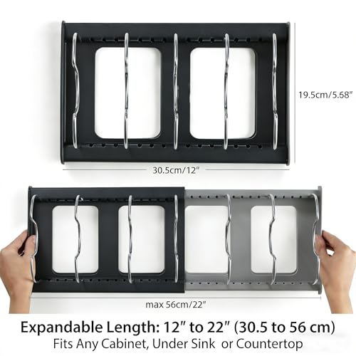 Pot Lid Organizer with 7 Dividers Expandable 12-22 Inch