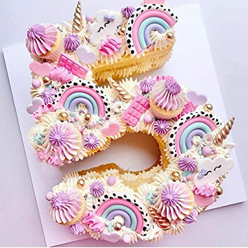 Ducodocu Silicone Number Cake Pan Large 3D Number Cake Mold Baking Forms Novel Cake Tins DIY Baking Mold for 15/51th Birthday Wedding Anniversary 10 inch Number of 1&5, 2 Pack - size: 1&5