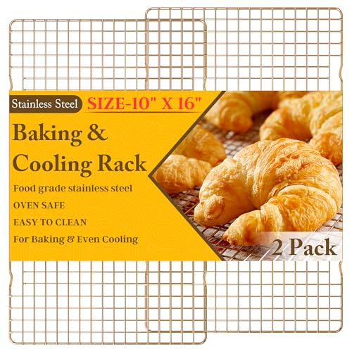 2 PCS Cooling Racks for Cooking and Baking, 10" x 16", Gold - color: Gold, size: 10‘’x16‘’-2PC