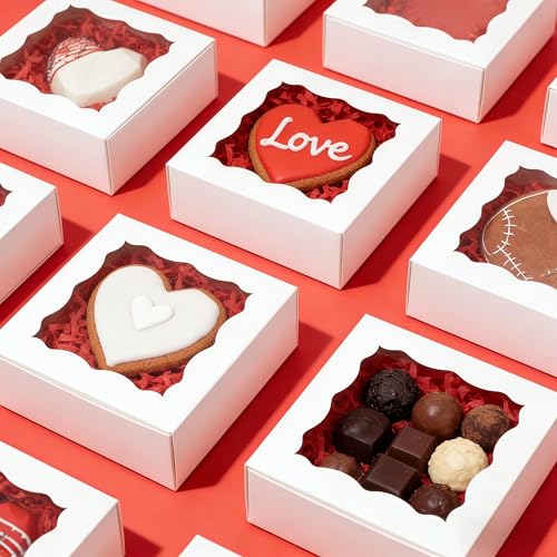 100pcs Individual Cookie Boxes 4 1/2" x4 1/2" x1 1/5" Treat Boxes