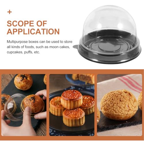 50pcs Mini Cupcake Container Cake Boxes with Dome Lid Xmas - color: Black