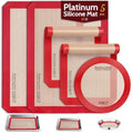 Silicone Baking Mat, Non-Stick Platinum Silicone Baking Sheet, 5 Pcs Red - color: Red
