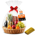 Cellophane Bags For Gift Baskets, 10 Pack 30x40 Inch Clear Gift Bags with Gold Twist Ties – Durable, Tear-Resistant, Crystal Clear Gift Wrap for Fruit Baskets, Holiday, Wedding, Party Presents - color: 30x40 Inch (Pack of 10)