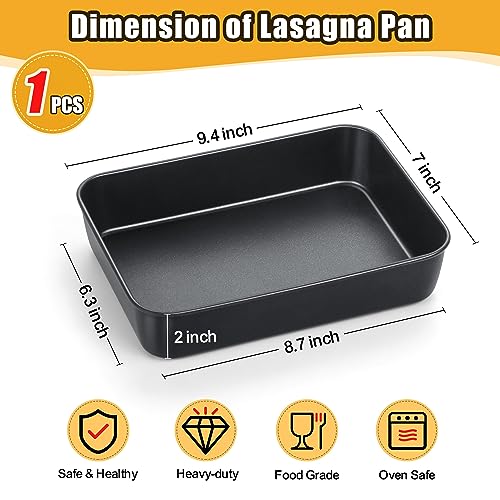 TeamFar Lasagna Pan, 9.4" x 7" x 2" Coated Rectangular Cake Pan - color: Black, size: 9 Inch