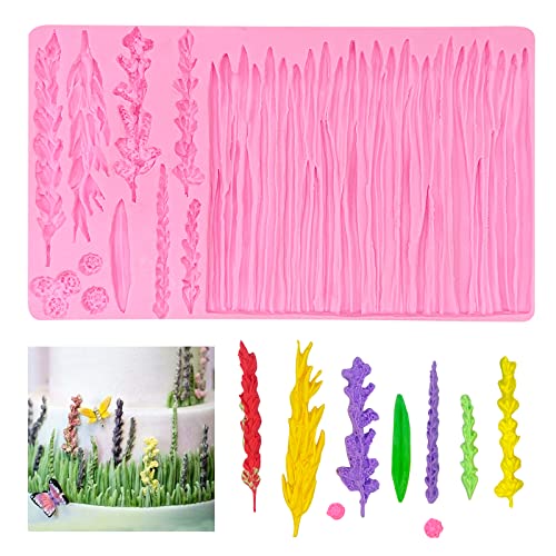 Lavender Flower Fondant Molds Wheat Leaf Candy Grass Silicone Mold for DIY Lace Cake Decorating, Chocolate Candy, Sugar Craft, Epoxy Craft, Fringe Clay Mold