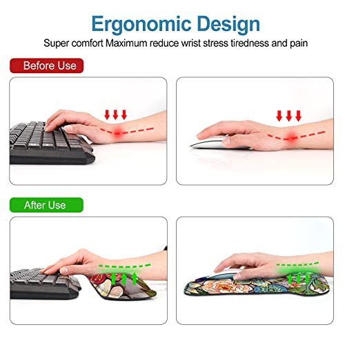 ToLuLu Keyboard Wrist Rest Mouse Pad Support, Ergonomic Mousepad fr Laptop - color: Lovely Flor