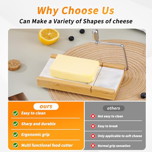 Tianman Marble Cheese Slicer/Cutter & 4 Cutting Wires,Heavy Duty8.27"x 4.4" - color: White