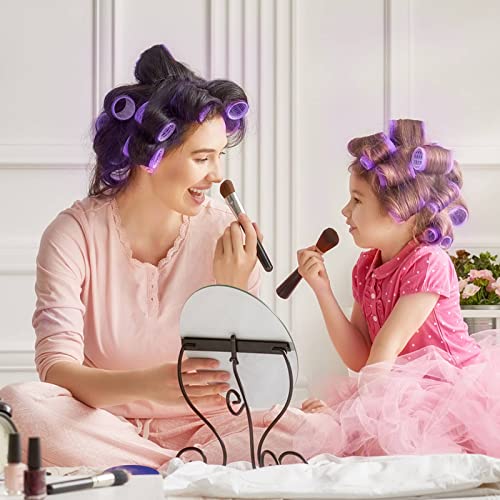 Acejoz Hair Rollers, 12Pcs Large Self-Grip Hair Curlers with 12Pcs Stainless Steel Duckbill Clips, for Long Medium Thick Hair Volume (Purple) - color: Purple