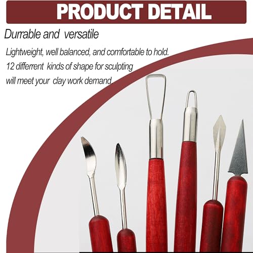 LINPHCEY 6-Piece Clay Sculpting Tools Set Perfect for Polymer Air Dry Modeling Clay Beginners & Professionals Ideal for DIY Pottery & Ceramics Tools for Clay Sculpting & Crafting - color: 6PCS-SET