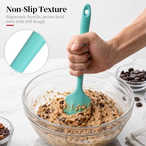 600ºF Heat Resistant Silicone Spatula Spoonula Set of 2, Aqua Sky - color: Aqua Sky, size: Large/Spoon Spatula - 2pcs
