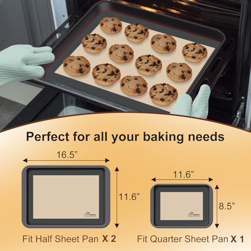 HOTEC Silicone Baking Mats 3 Pack – Thickened Non-Stick Reusable Silicone Baking Sheets for Oven – Cookie & Macaron Mats – 2 Half Sheet + 1 Quarter Sheet – BPA-Free, Dishwasher Safe - color: 3pcs: Grey 0.7MM