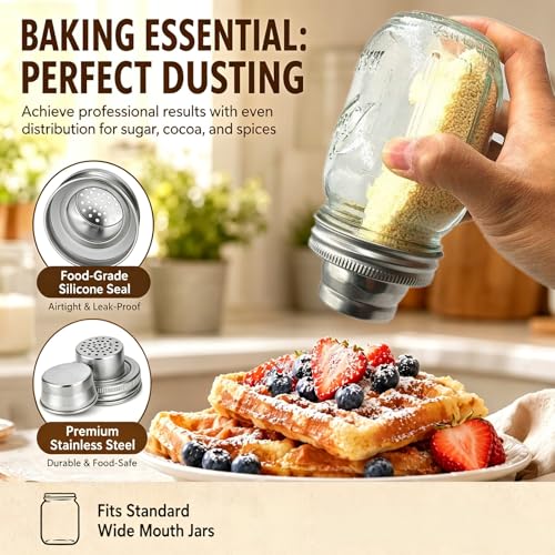 Strainer Shaker Lid for Mason Jars Spice Dispenser Replacement lids 2 Pack