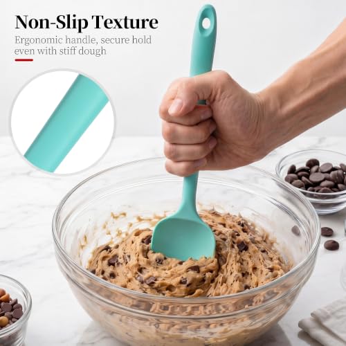 600ºF Heat Resistant Silicone Spoon Spatula for Cooking, Aqua Sky - color: Aqua Sky, size: 11.34in - Spoon Spatula