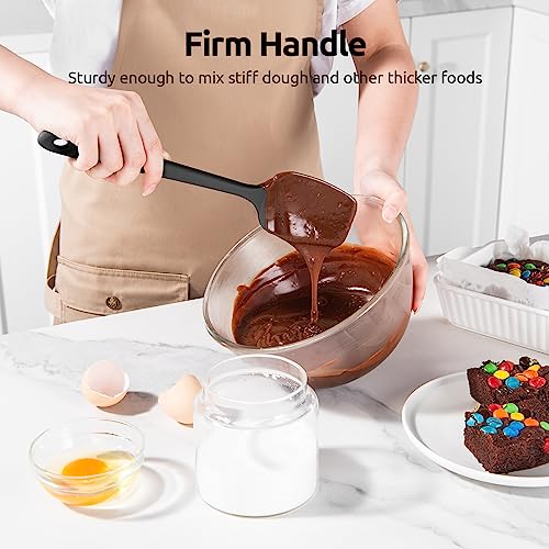 U-Taste Silicone Spoon Spatula Set of 3, 600°F High Heat Resistant, Black - color: Black