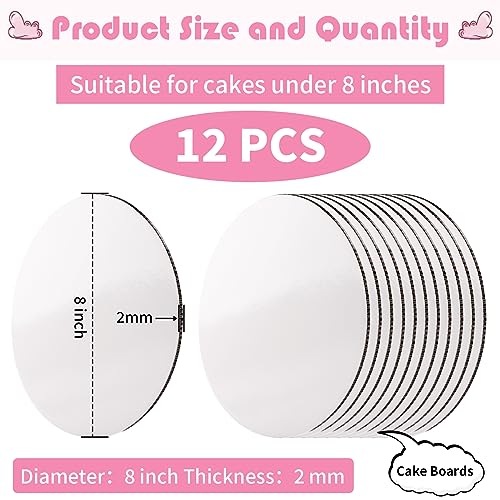 12 Pcs White Cake Boards - 8 inch Round, Food-Graded Cardboard Cake Rounds - style: 12PCS(8 Inches)
