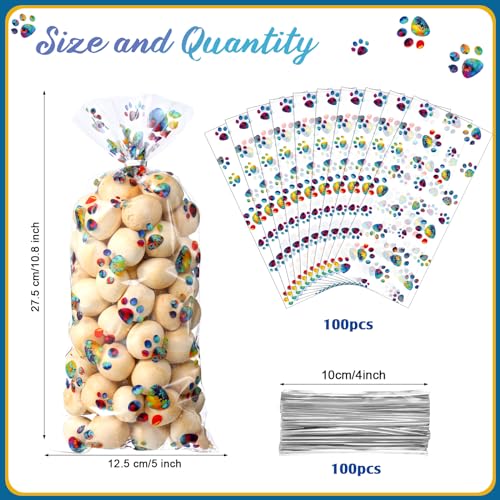Blulu 100 Pcs Dog Treat Bags Puppy Party Favor, Rainbow Color - color: Rainbow Color
