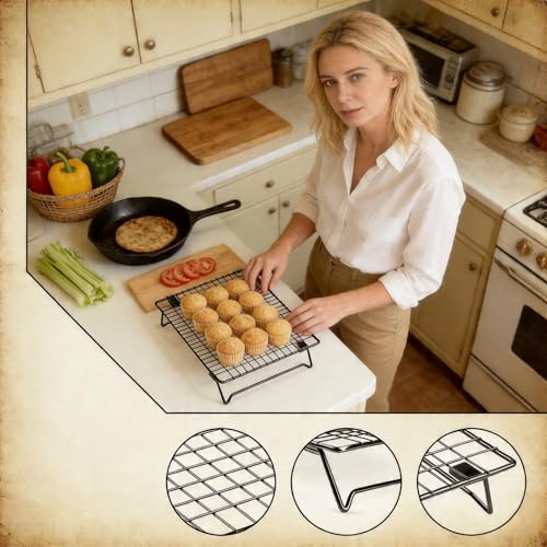 2-Pack Cooling Racks for Cooking and Baking, Wire Cookie Cooling Rack for Baking, Non-Stick Cookie Racks Cooling