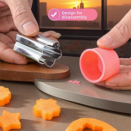 12-Piece Cookie Cutters Set-Stainless Steel&BPA-Free Shapes for Baking (Bear,Rabbit,Star,Flower) DIY Cookies,Mini Pies,Fondant,Veggies|Dishwasher Safe,Gift for teenager & Parents (12, Pink) - color: Pink