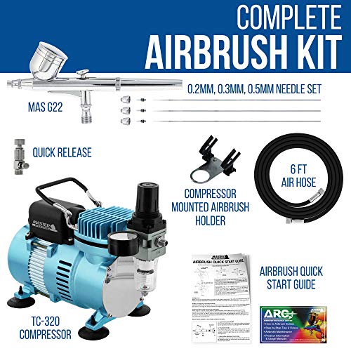 Master Airbrush Cool Runner II Pro Set G222 Gravity Airbrush Kit with 3 Tip