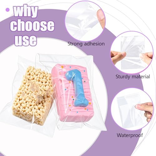 200pcs 4x6Inches Rice Krispie Treat Bags Cookies Cakesicle Bags Individually Wrapped Treat Packaging for Soap Browine Chocolate Truffle Candy Gift Wedding Birthday Party Favors - size: 4"x6"