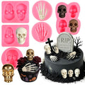 Halloween Fondant Molds, 6Pcs Skull Skeleton Hands Cake Fondant Mold - color: 6 Pcs Skull Skeleton Hands Molds, Pink