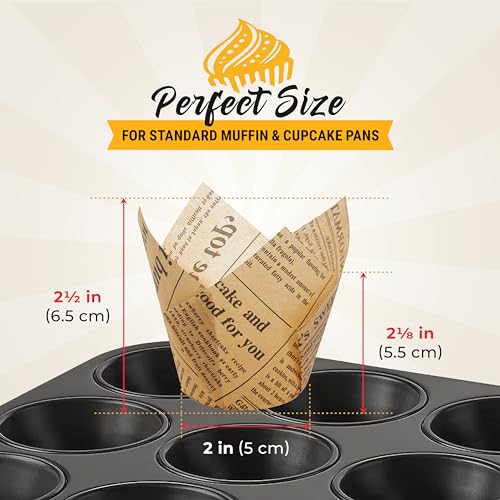 Baker's Signature 150pcs Parchment Paper Muffin Liners - Natural Wood Pulp, Greaseproof, Waterproof, Non-Toxic - Ideal for Multiple Occasions - color: 5.Newspaper White Beige