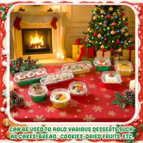Blushtier 120 Set/240 Pcs Mini Loaf Pans Set with Lids and Spoons for Cake - color: Red Green Gold Color